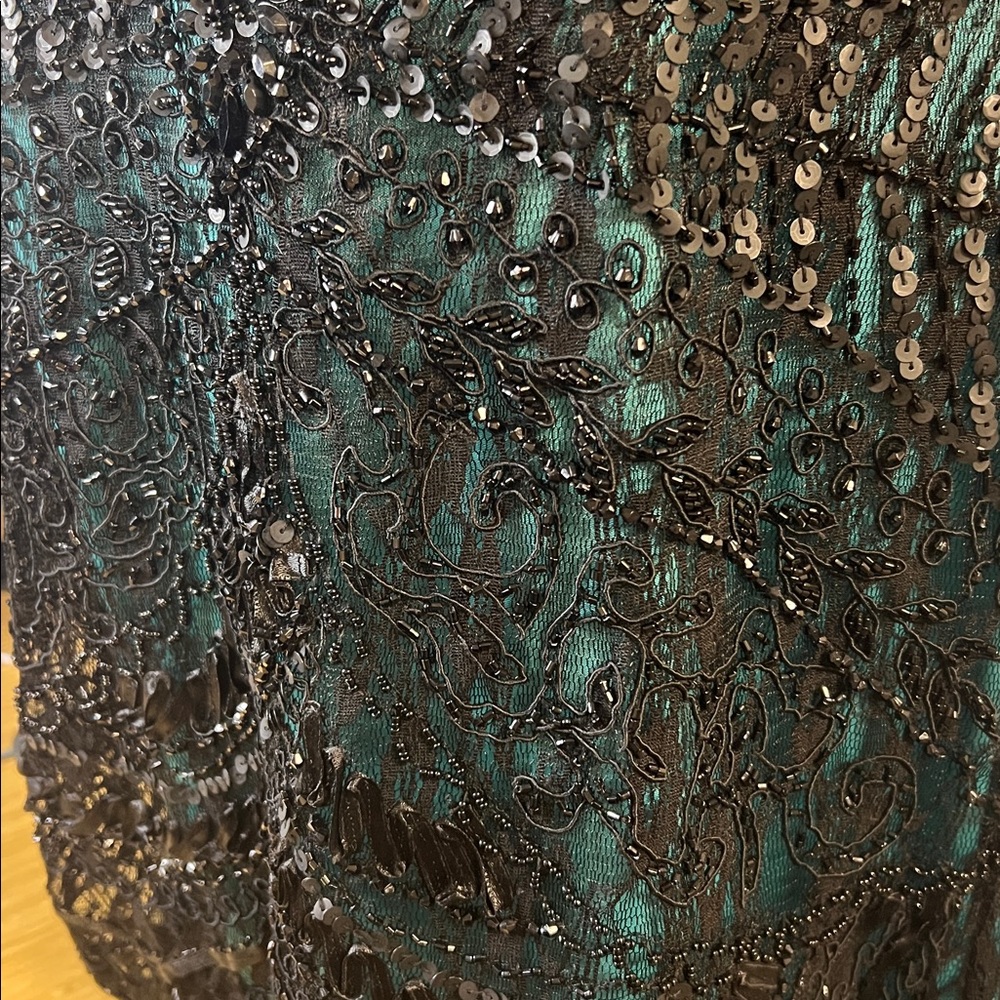 🖤 Black & Teal Beaded Cocktail Dress | Side Zipper | Elegant Evening Glam ✨ - Picture 8 of 9